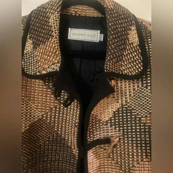 Vintage HOWARD WOLF Woven Tapestry Jacket Tan Brown
Horn Buttons NWOT. Size 12.‎ - Picture 3 of 11